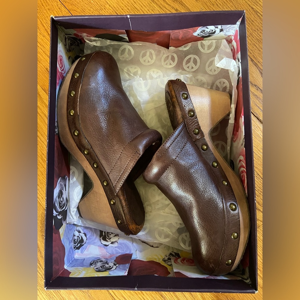 Lucky Brand Cognac Leather Maddox Mule Clog Wmn’s Sz 8.5